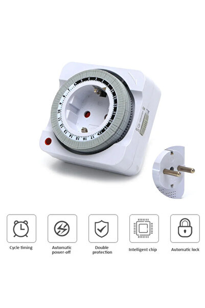 Choice مقبس مؤقت ميكانيكي بمقبس أوروبي، عداد تنازلي لمدة 24 ساعة، إيقاف تشغيل...