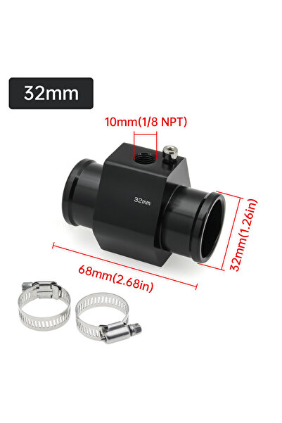 Choice11 مقياس حرارة ماء السيارة أسود اللون، 32 مم، قطعة واحدة، لقياس درجة حر...