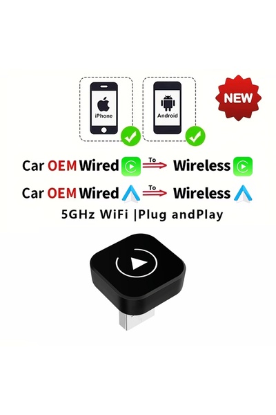 Choice1 كار بلاي وأوتو 2 في 1 دونجل كار بلاي لاسلكي محول أندرويد أوتو لاسلكي ...