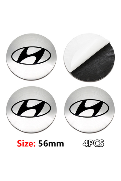 Choice8 غطاء محور العجلة المركزي لعجلات سيارات هيونداي، 56 مم، فضي وأسود، 4 ق...