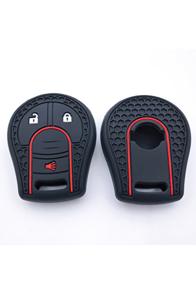 Choice غطاء مفتاح سيليكون أسود بثلاثة أزرار لسيارات نيسان مارش، تيدا، ألتيما،...