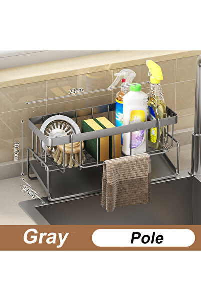Choice رف تخزين حوض الحمام من Gray Pro، رف تصريف معدني مع حاوية أدوات مائدة و...