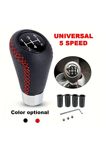 Choice1 Red Universal 5 Speed Manual Leather Red Stitch Gear Shift Knob Car G...