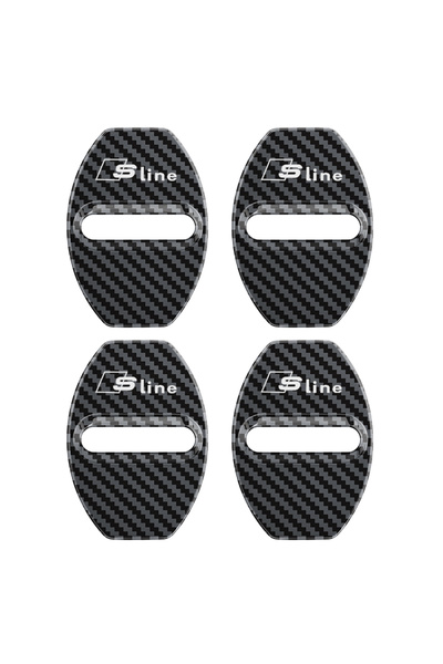 Choice غطاء قفل باب السيارة من ألياف الكربون، 4 قطع، مناسب لسيارات أودي Sline...