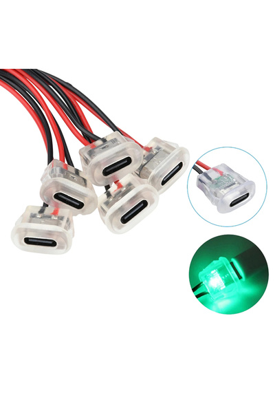 Choice 5pcs 10PCS Female Connectors Transparent 2Pin USB Type-C With LED Ligh...