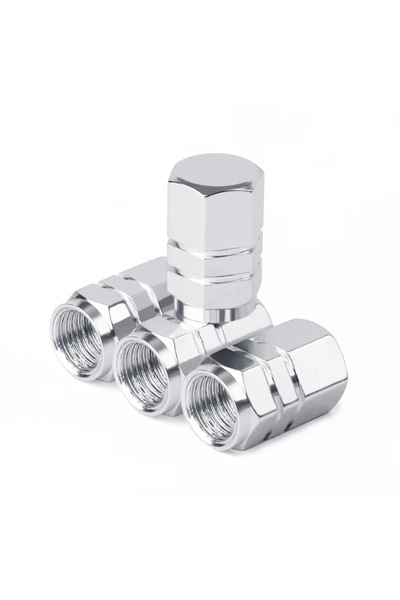 Choice Silver 4pcs Hexagonal valve cap, aluminum alloy vacuum tire valve, car...