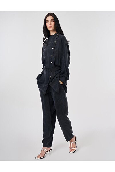 KYR Belted Lyocell Viscose Double Suit Black