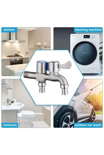 Choice G1/2 Stainless Steel Faucet Double Outlet Dual Control Water Tap One i...