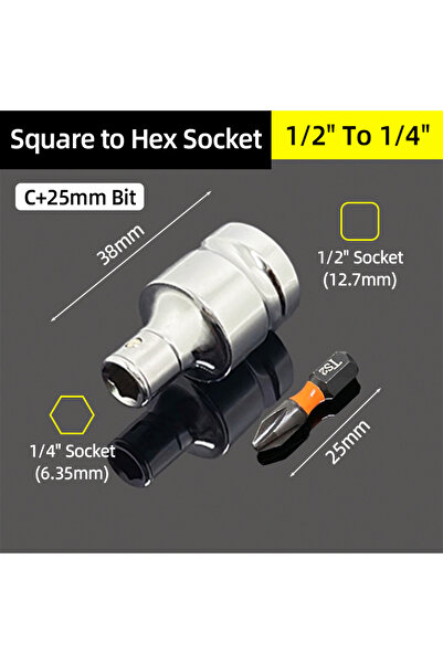 Choice14 مفتاح ربط ومفك براغي، محول سريع التغيير من محرك مربع 1/4 بوصة، 3/8 ب...