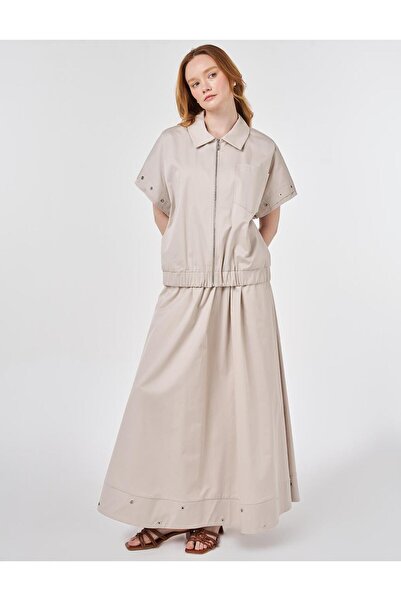 KYR Bird's Eye Detailed Skirt Suit Stone
