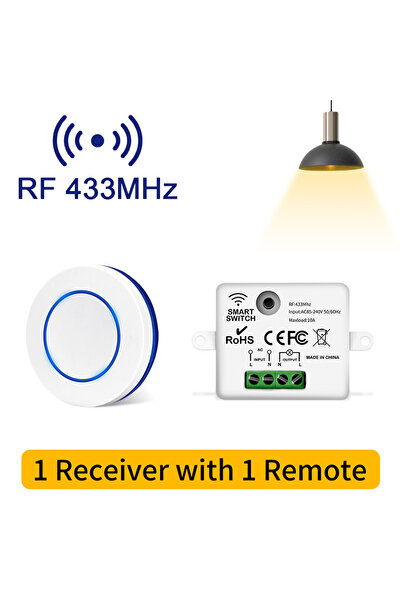Choice1 1 Receiver 1 Remote RF 433MHz Wireless Light Switch Mini Round Button...