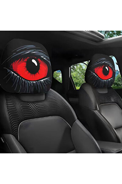 Choice غطاء مسند رأس السيارة من ستايل 14، قطعتان، بتصميم كرتوني مضحك بعيون ما...