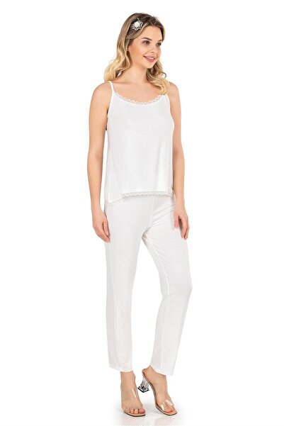 OBJE Women's Ecru Adjustable Strap Viscose Top