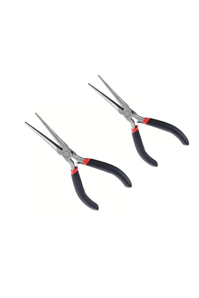 Choice 2PCS Mini Long Nose Pliers with Flat Round Nose and Cutter for DIY Jew...