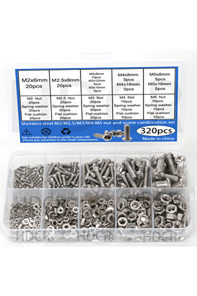 Choice 320pcs 320pcs Stainless Steel Screw Nut Bolt Assortment Kit M2 M2.5 M3...