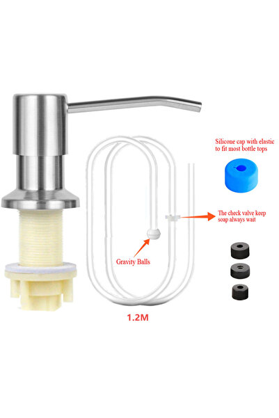 Choice موزع صابون فضي اللون برأس ضغط من الفولاذ المقاوم للصدأ، مناسب لحوض الم...