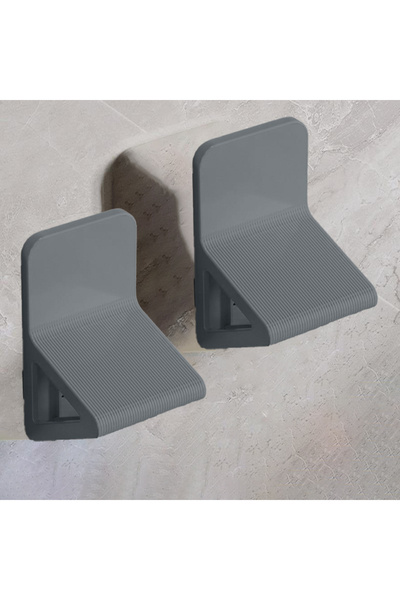 Choice طقم حمام رمادي مكون من قطعتين، بدون ثقوب، مسند قدم سهل الوضع، أدوات لت...