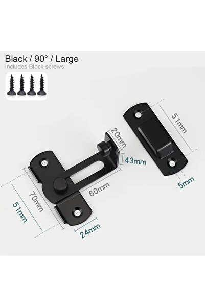 choice2 مزلاج قفل زاوية كبير أسود اللون، قابل للدوران 90-180 درجة، مصنوع من ا...