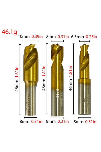 choice2 مجموعة من 3 قطع من مثقاب اللحام النقطي HSS، 3 قطع من مثقاب اللحام الن...