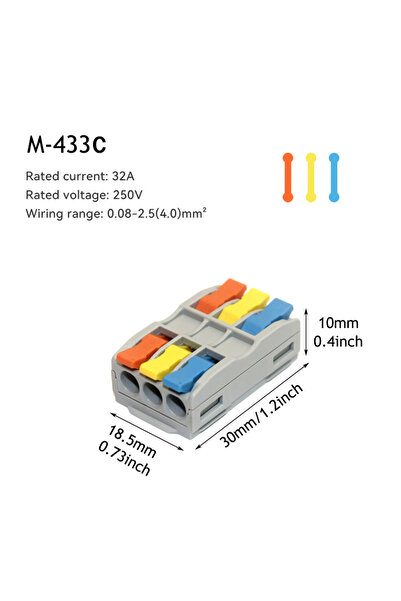 Choice8 10 PCS M-433C 10/50pcs Wire Connector Spliceable Hard Wire Direct Ins...