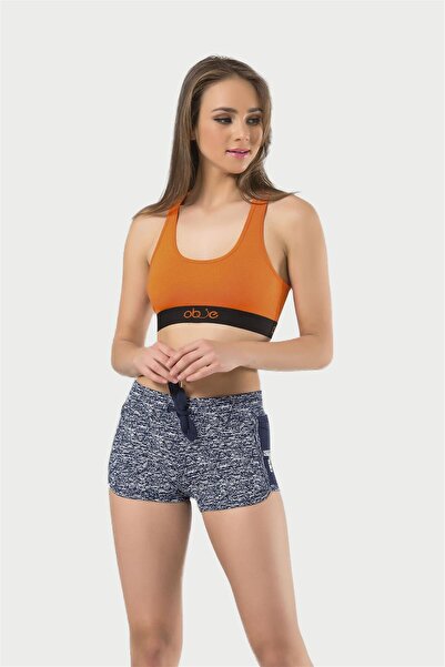 OBJE Women's Gray Navy Blue Mini Shorts