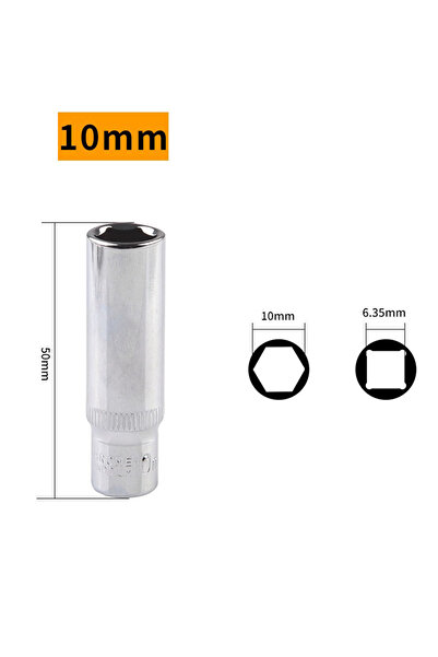 Choice 10mm 1pc 8/10/13mm 1/4 Single Extension Hexagon Socket Premium Chrome ...