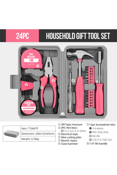 Choice 24PCS Hi-Spec 18/19/20PCs Pink DIY Tool Kit with Electric Pen & CR-V S...