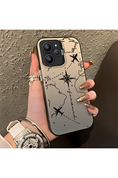 SLIMFELT Redmi 12 4G Uyumlu Zarif Harita Desenli Kılıf, Düşmeye Dayanıklı Sil...