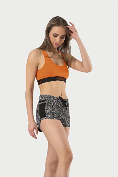 OBJE Women's Gray and Black Mini Shorts