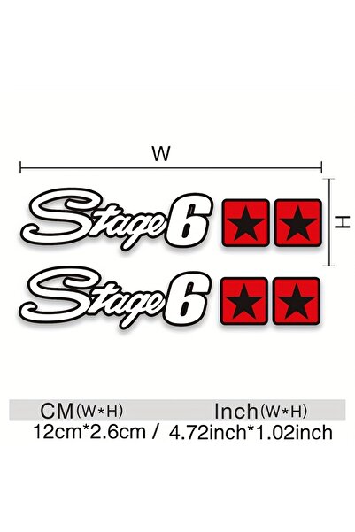 Choice 2PCS SET 1PC Cool "Stage 6" Logo Sticker with Red Stars, Durable for C...