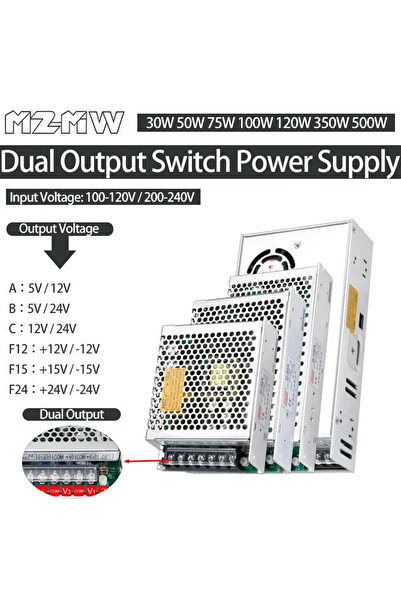 Choice32 30W A 5V 12V 100-120V/200-240V Dual Output Switching Power Supply 30...