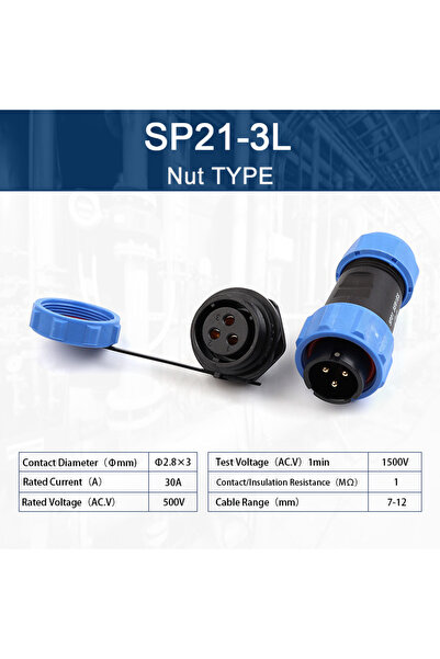 Choice5 مجموعة واحدة SP21-3L SP21 IP68 مقبس قابس طيران، صامولة خلفية، ذكر/أنث...