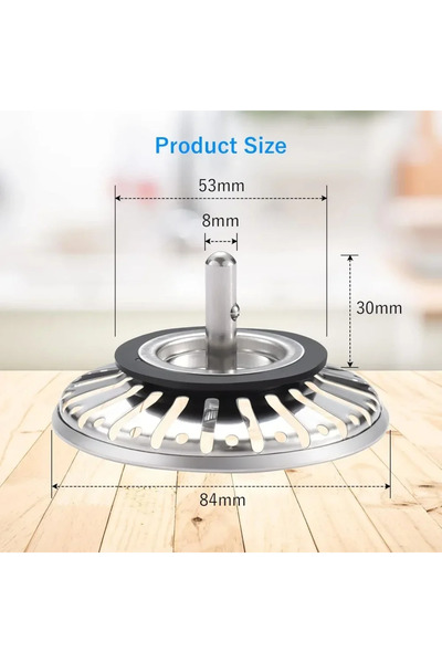 Choice فلتر حوض مطبخ فضي اللون بقطر 84 مم، مزود بفتحات بقطر 78/79/82/84 مم، ي...