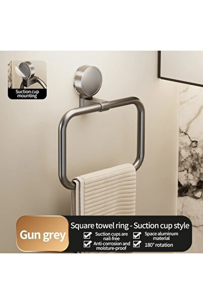 Choice3 gray B ring Suction Towel Rack Waterproof Rotatable for Bathroom Hand...