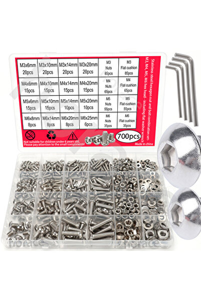 Choice 700 قطعة من مجموعة صواميل وبراغي سداسية من الفولاذ المقاوم للصدأ - أكو...