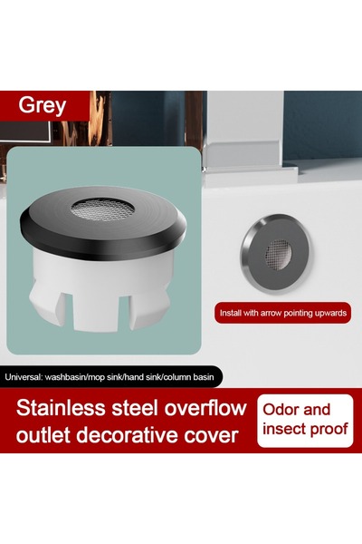 Choice Grey Stainless Steel Sink Overflow Covers Round Replacement Wash Basin...