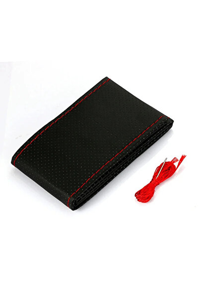 Choice غطاء عجلة قيادة من الجلد الصناعي الأحمر، غطاء مضفر مانع للانزلاق لعجلة...