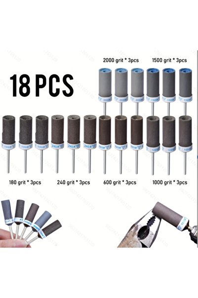 Choice1 18 قطعة من أسطوانة صنفرة متعددة الحبيبات بمقبض 1/8، رأس صنفرة، مناسبة...