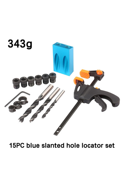 Choice 15pc set 7-15pc blue 15° inclined hole locator woodwork drilling adjus...