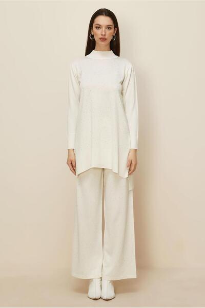 Alvina Stone Printed Tricot Suit with Pants 45863