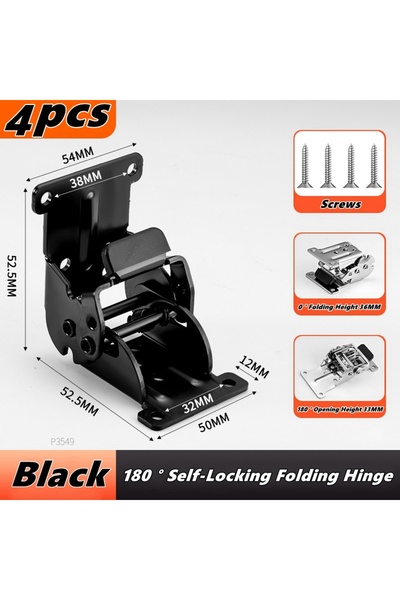Choice 4 قطع مفصلات سوداء قابلة للطي ذاتية القفل بزاوية 0-180 درجة مع براغي ت...
