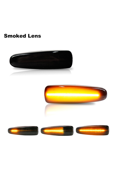 Choice عدسات مدخنة، قطعتان من مصابيح LED ديناميكية كهرمانية اللون، إشارات جان...