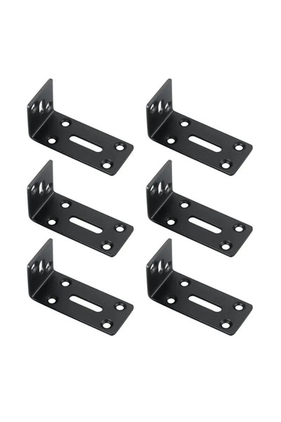 Choice 6 قطع من دعامات زاوية سوداء صغيرة على شكل حرف L شديدة التحمل بزاوية قا...