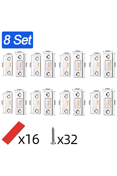 Choice 8 Set-Silver Strong Magnetic Cabinet Catches Ultra-Thin Door Magnets S...