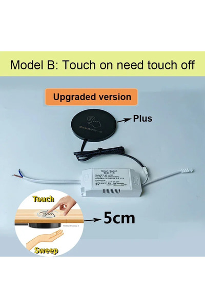 Choice3 Model B Black Touch Intelligent 5CM Wooden Board LED Cabinet Light wi...