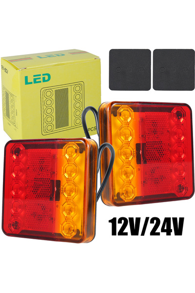 Choice قطعتان من مصابيح LED للشاحنات، 12/24 فولت، مصابيح خلفية مربعة، مصابيح ...