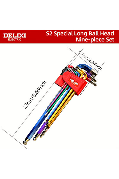 Choice1 DHGDNLJYG08 Colored Hex Key Set,Medium/Extra Long Length,9-Piece,Port...