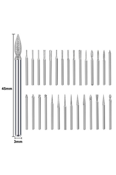 Choice مجموعة رؤوس طحن ماسية XCAN 20/30 قطعة، ساق 3 مم، رأس إبرة، للنقش والحف...