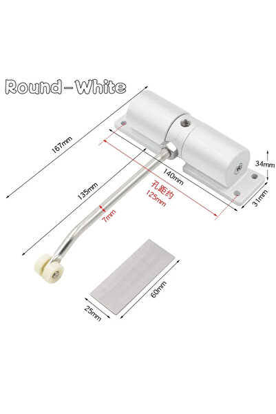 Choice جهاز إغلاق أبواب أوتوماتيكي دائري أبيض اللون مزود بمخمد زنبركي، سرعة ق...