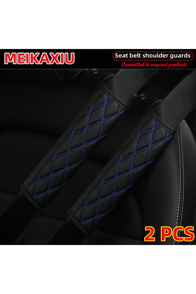 Choice4 BK blue 2PCS 3D Black PU Leather Car Shoulder Guard Cover 1PC/2PCS 3D...